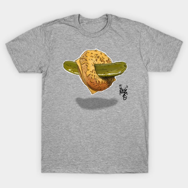 Pickle Bagel T-Shirt by SkilZ Designs